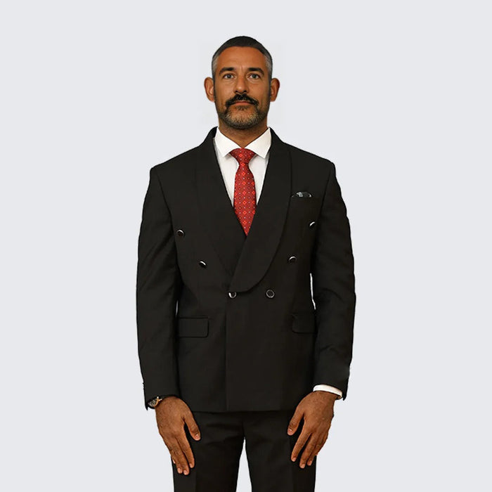Black Suit Double Breasted Two Piece Set by Bryan Michaels