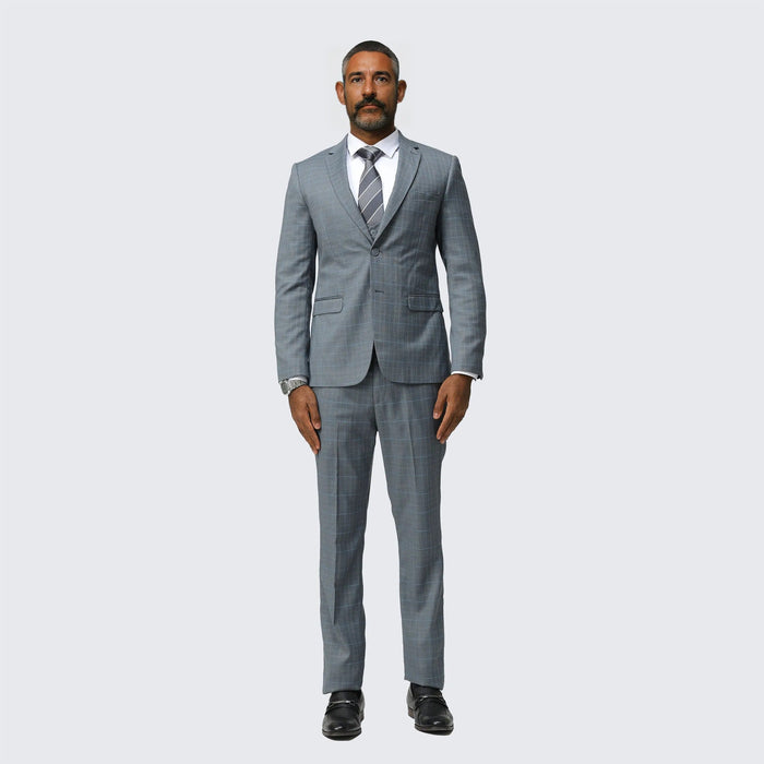 Grey Skinny Fit Suit Three Piece Set - Wedding - Prom by Tazzio