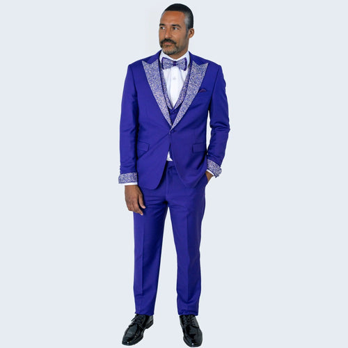 Purple Tuxedo Stone Peak Lapel Four Piece Set - Wedding - Prom by Sean Alexander