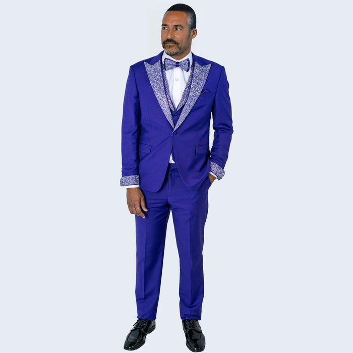 Purple Tuxedo Stone Peak Lapel Four Piece Set - Wedding - Prom by Sean Alexander