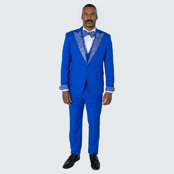 Royal Blue Tuxedo Stone Peak Lapel Four Piece Set - Wedding - Prom by Sean Alexander