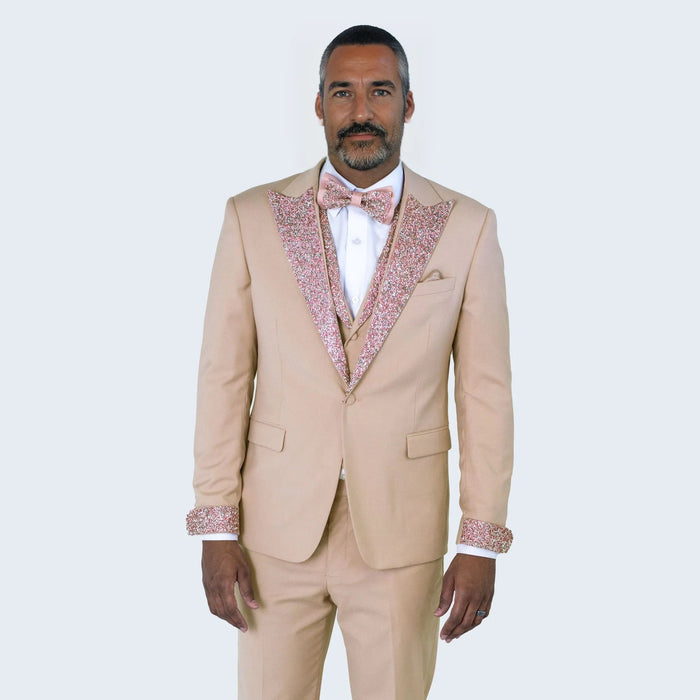 Rose Gold Tuxedo Stone Peak Lapel Four Piece Set - Wedding - Prom by Sean Alexander