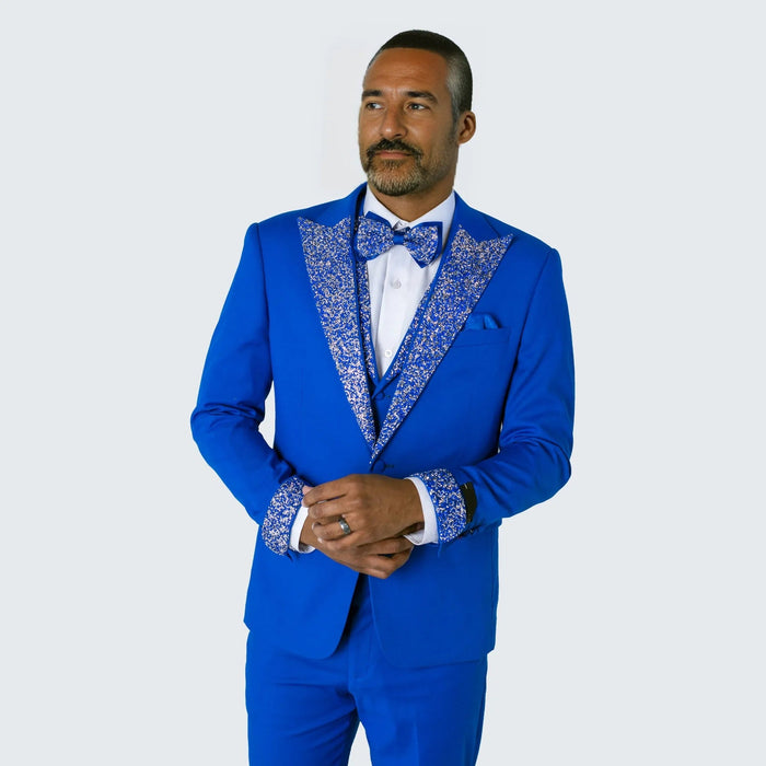 Royal Blue Tuxedo Stone Peak Lapel Four Piece Set - Wedding - Prom by Sean Alexander