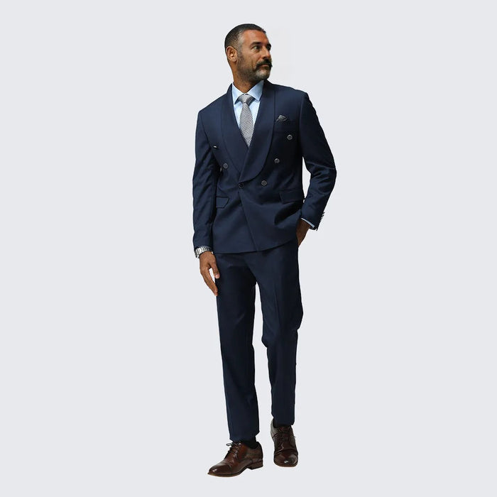 Navy Blue Suit Double Breasted Two Piece Set by Bryan Michaels