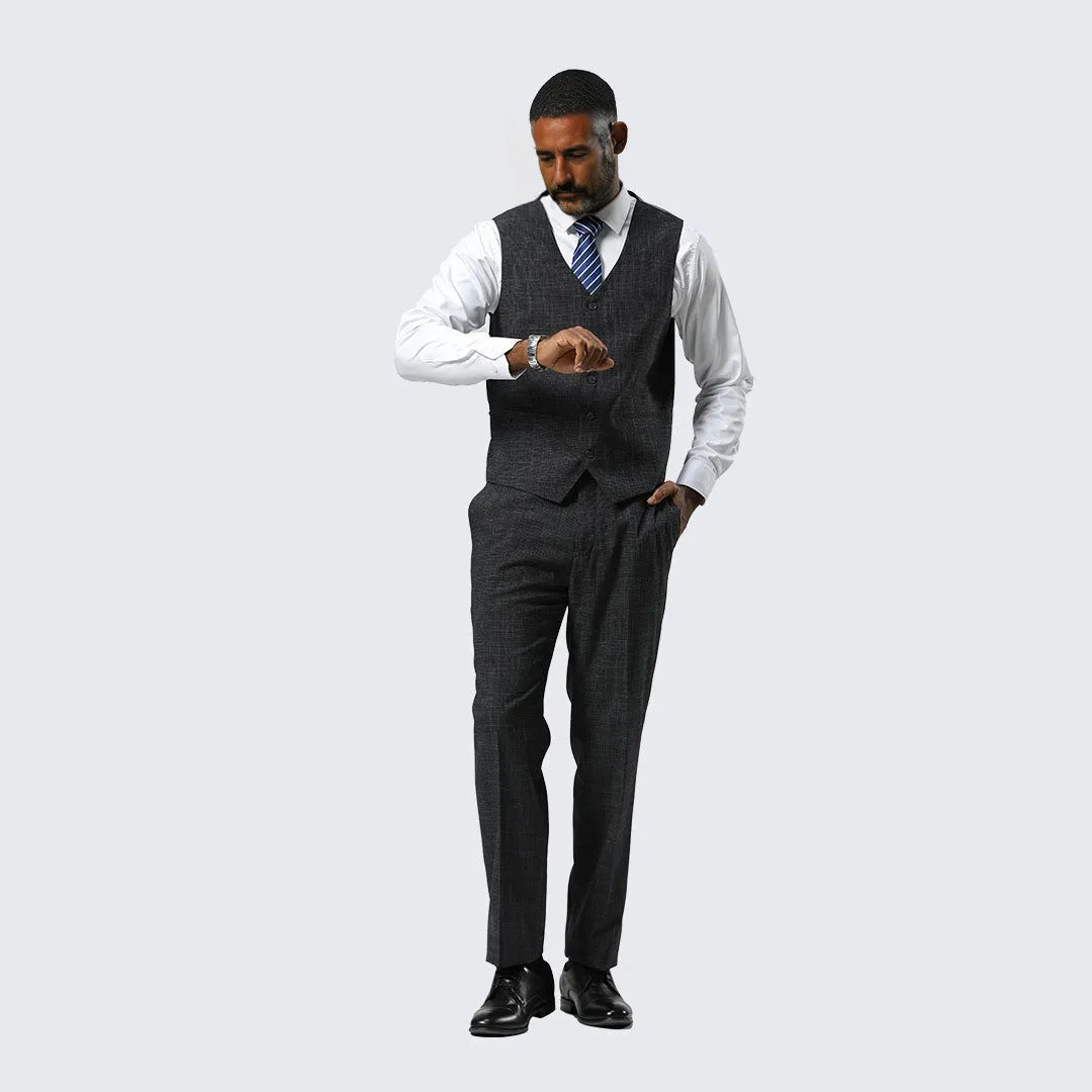 Charcoal Canvas Print Three Piece Suit By Stacy Adams- Wedding - Prom