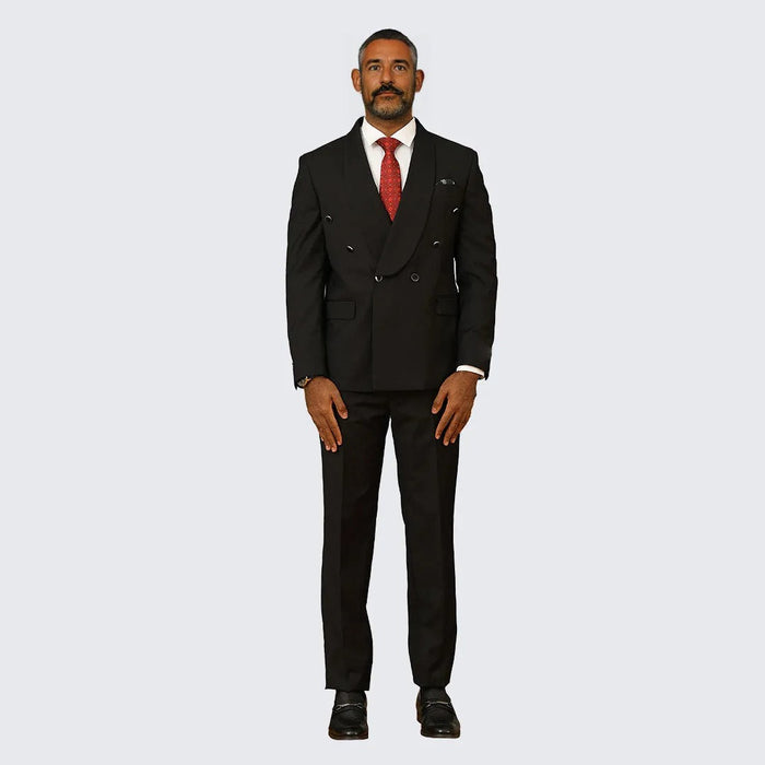 Black Suit Double Breasted Two Piece Set by Bryan Michaels
