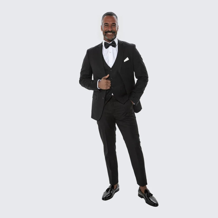 Black Skinny Fit Suit Three Piece Set- Separates - Wedding - Prom by Tazzio