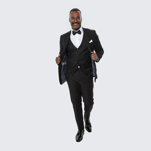 Black Skinny Fit Suit Three Piece Set- Separates - Wedding - Prom by Tazzio