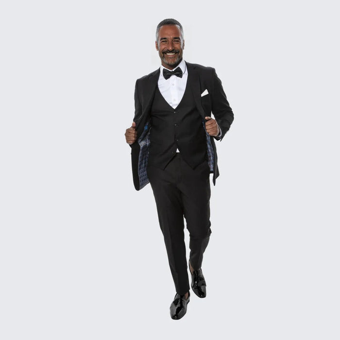 Black Skinny Fit Suit Three Piece Set- Separates - Wedding - Prom by Tazzio