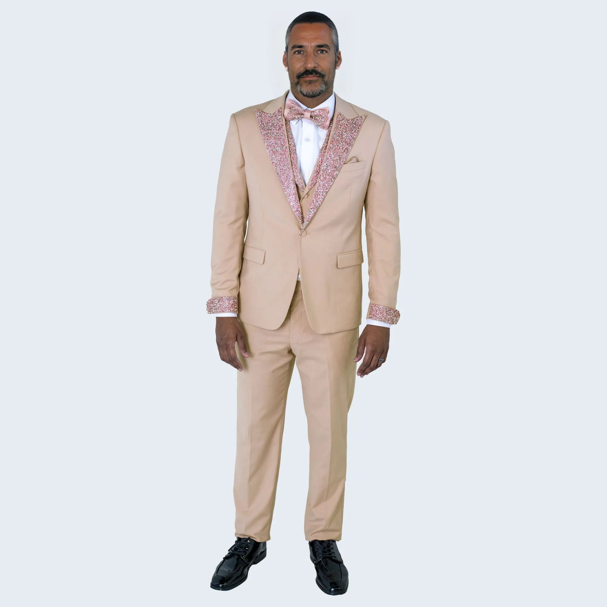 Rose Gold Tuxedo Stone Peak Lapel Four Piece Set - Wedding - Prom by Sean Alexander