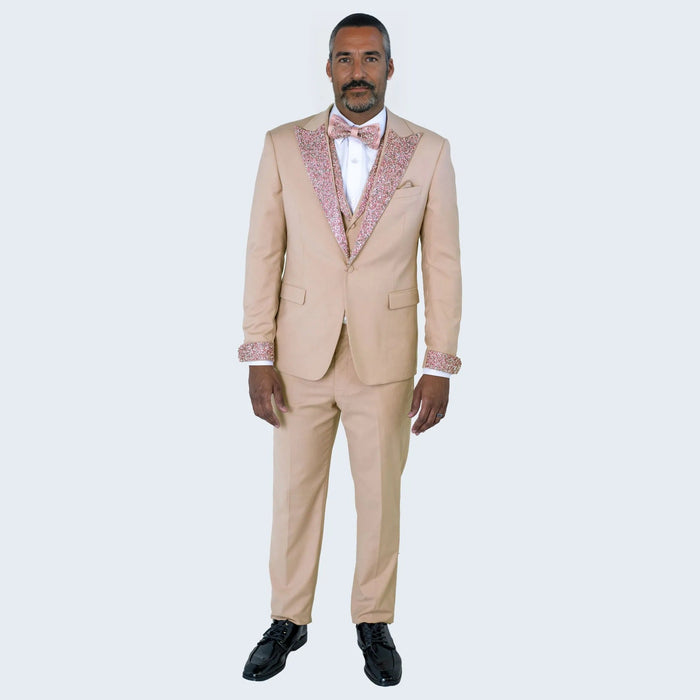 Rose Gold Tuxedo Stone Peak Lapel Four Piece Set - Wedding - Prom by Sean Alexander