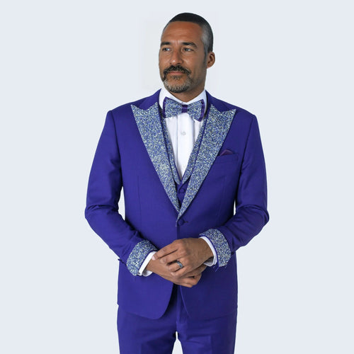 Purple Tuxedo Stone Peak Lapel Four Piece Set - Wedding - Prom by Sean Alexander