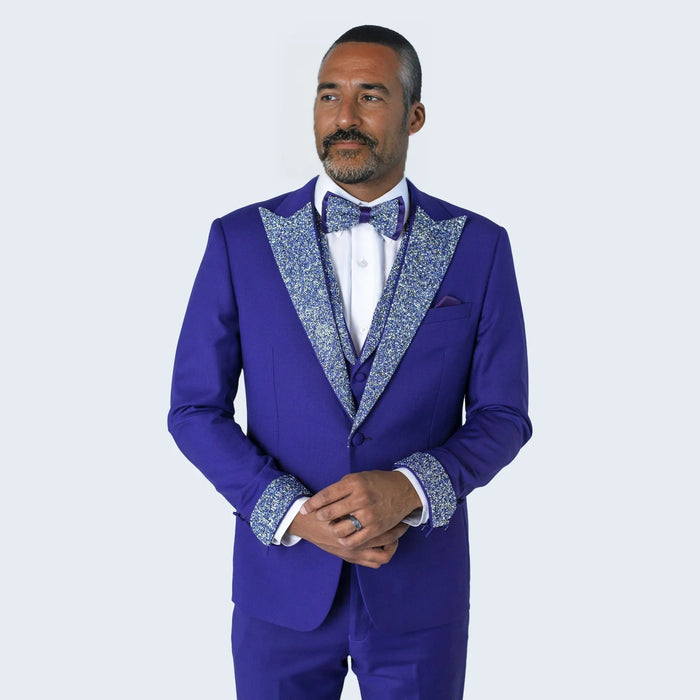 Purple Tuxedo Stone Peak Lapel Four Piece Set - Wedding - Prom by Sean Alexander