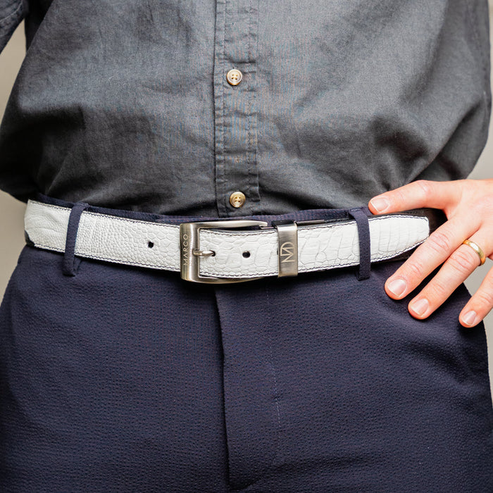Marco Di Milano Alessio Belt - White & Black Leather Loafers