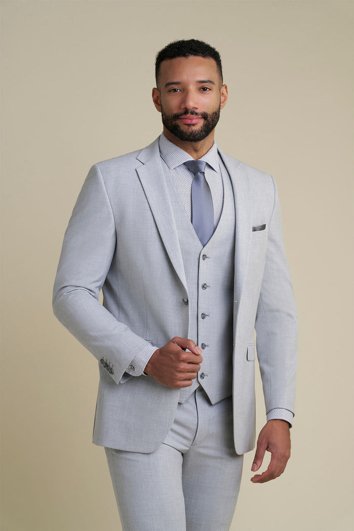 Savoy Light Grey Suit Jacket (Separates) by Allure Men