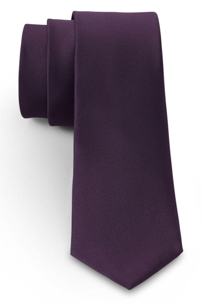 Aubergine Solid Satin Silk Necktie Allure Men