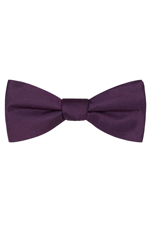 Aubergine Solid Satin Silk Bow Tie Allure Men