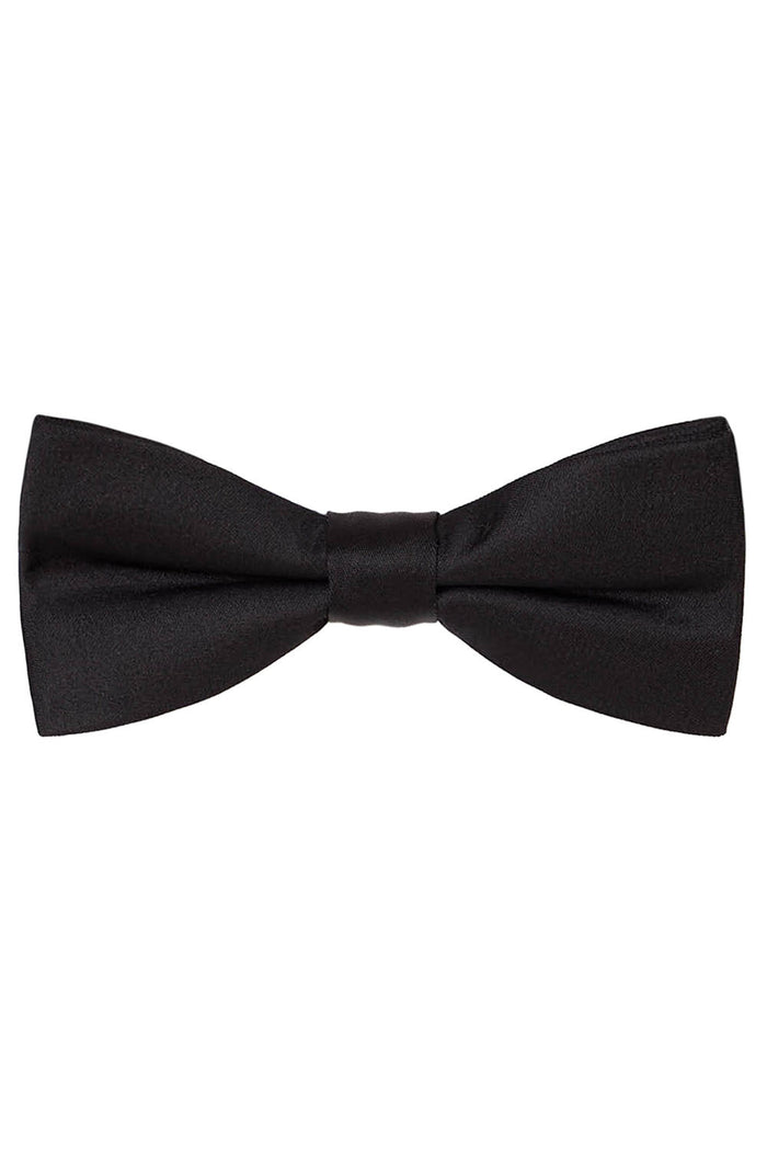 Black Solid Satin Silk Bow Tie Allure Men