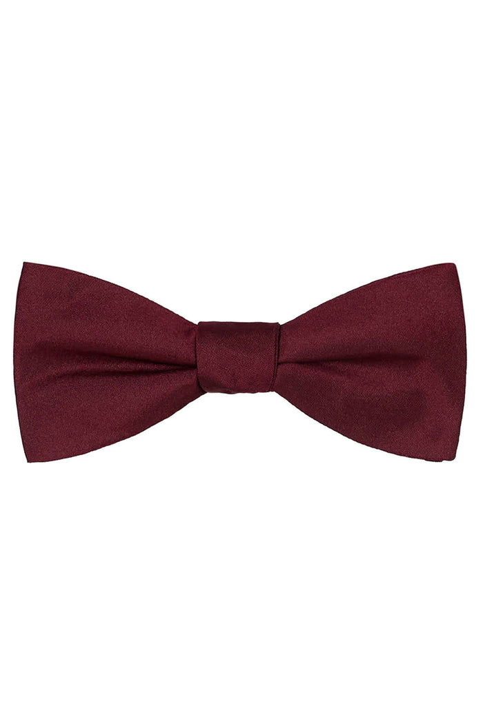 Burgundy Solid Satin Silk Bow Tie Allure Men