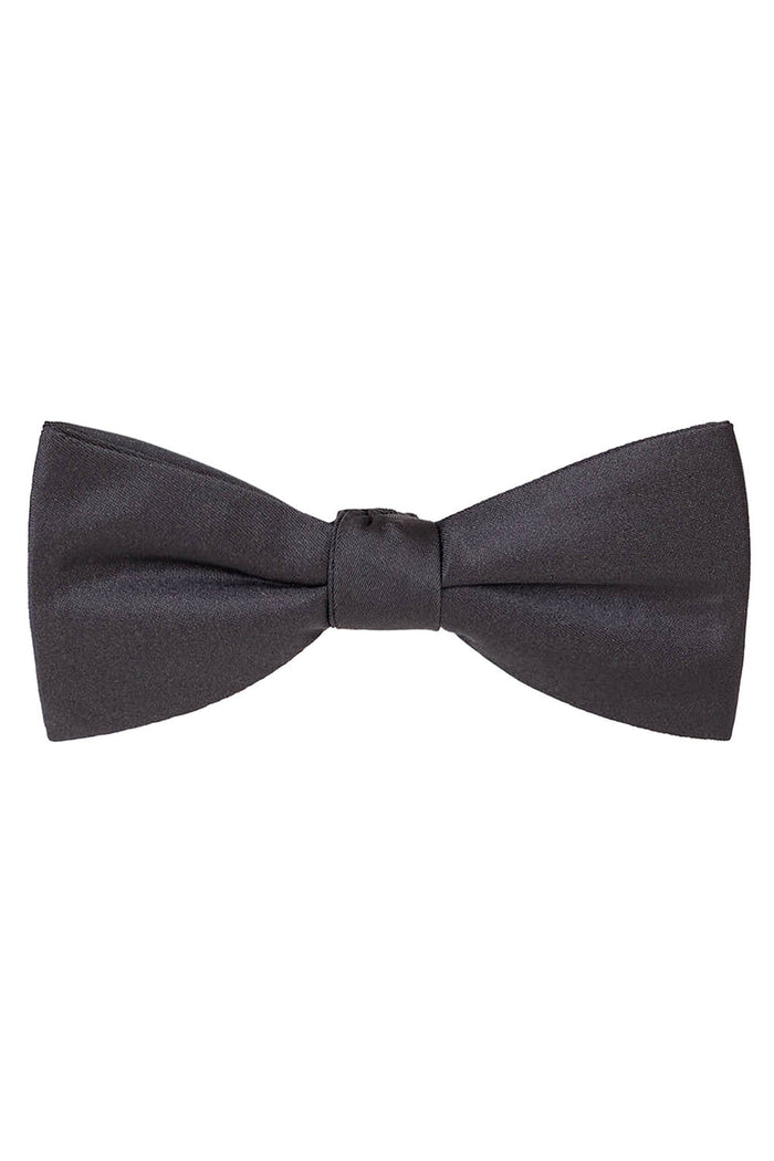 Charcoal Solid Satin Silk Bow Tie by Allure Men