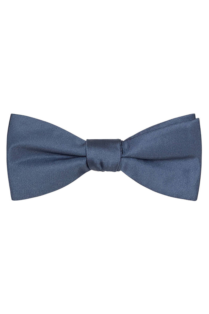 Dusty Blue Solid Satin Silk Bow Tie Allure Men