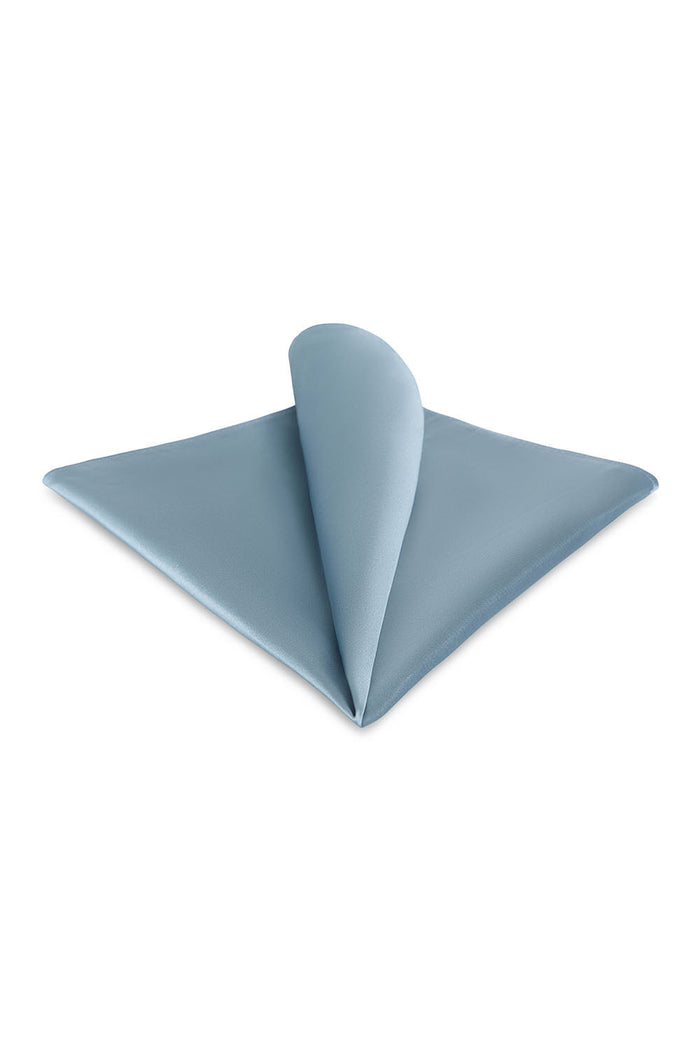 Light Blue Solid Satin Silk Pocket Square by Allure Men