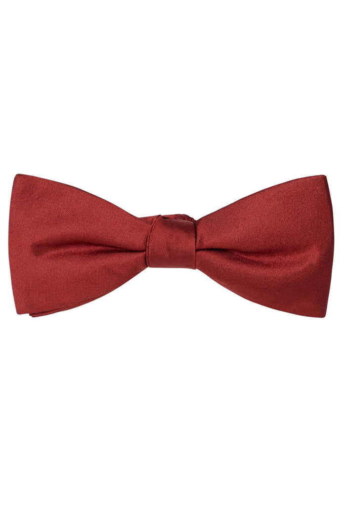 Rust Solid Satin Silk Bow Tie by Allure Men
