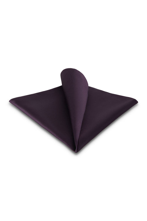 Aubergine Solid Satin Silk Pocket Square by Allure Men