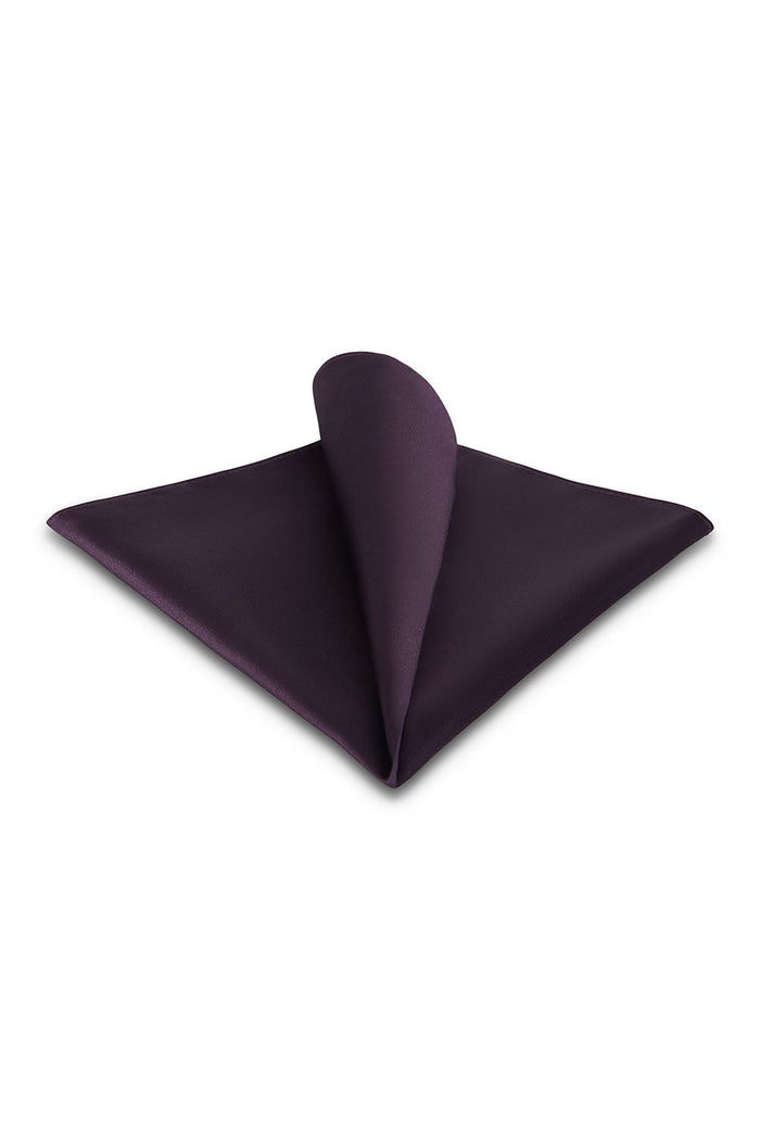 Aubergine Solid Satin Silk Pocket Square by Allure Men