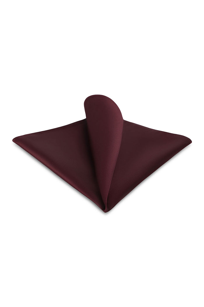 Burgundy Solid Satin Silk Pocket Square Allure Men