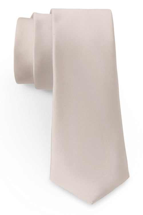 Champagne Solid Satin Silk Necktie by Allure Men