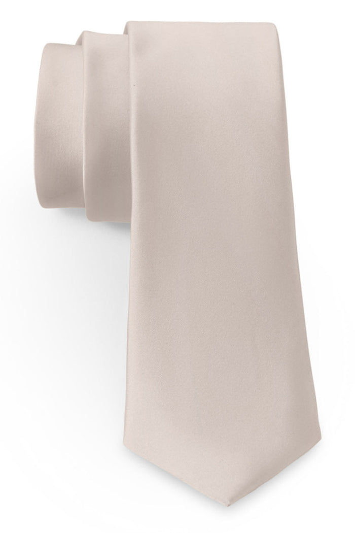 Champagne Solid Satin Silk Necktie by Allure Men