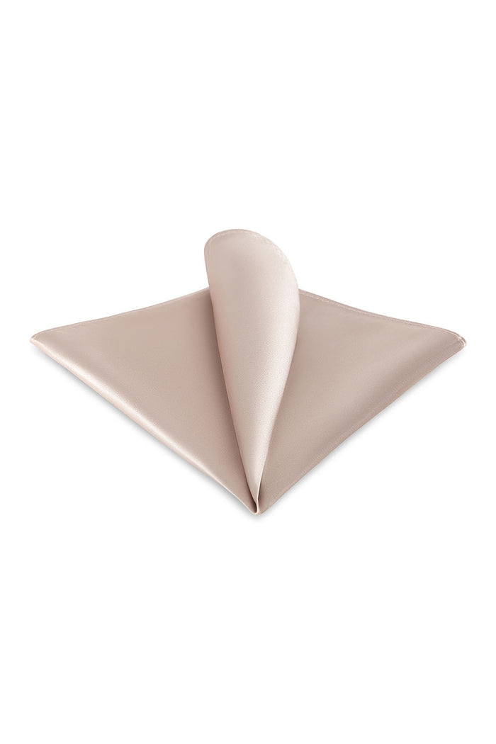 Champagne Solid Satin Silk Pocket Square by Allure Men