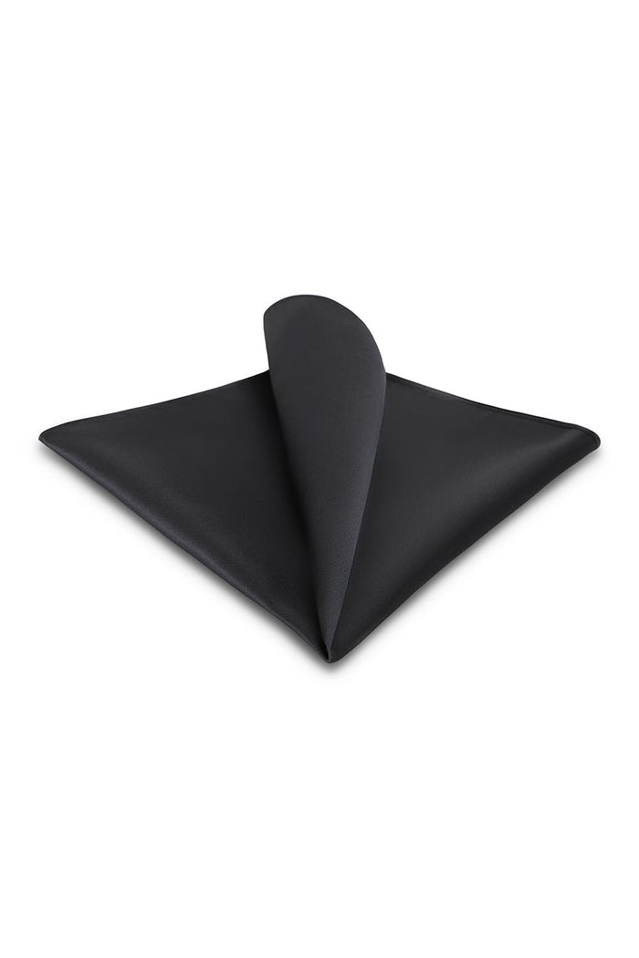 Charcoal Solid Satin Silk Pocket Square Allure Men