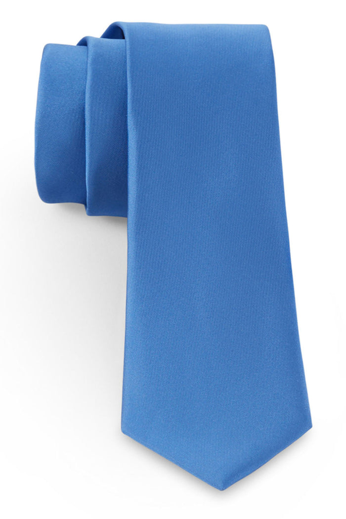Cornflower Solid Satin Silk Necktie Allure Men