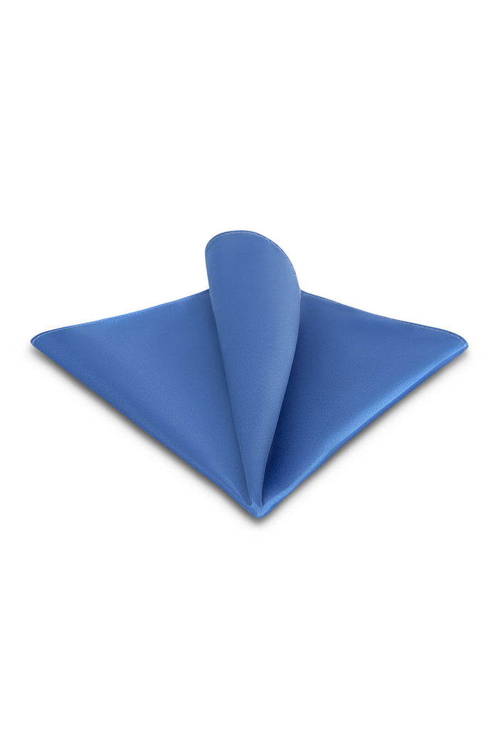 Cornflower Solid Satin Silk Pocket Square Allure Men