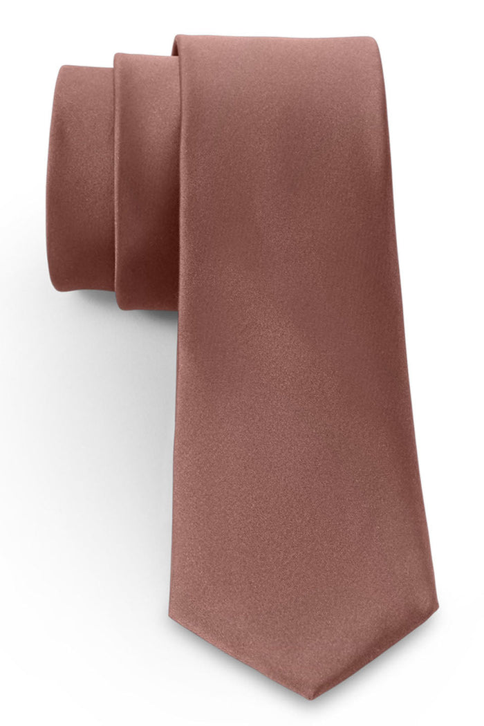 Desert Rose Solid Satin Silk Necktie by Allure Men