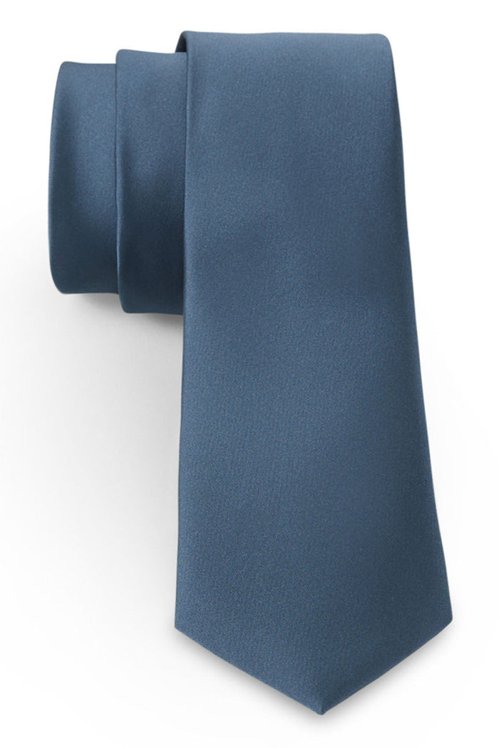 Dusty Blue Solid Satin Silk Necktie Allure Men