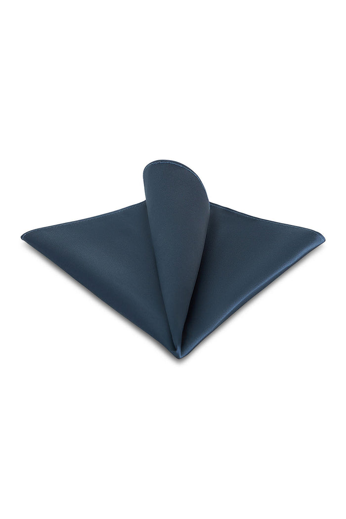 Dusty Blue Solid Satin Silk Pocket Square Allure Men