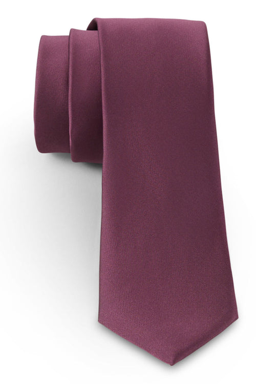 Dusty Plum Solid Satin Silk Necktie by Allure Men