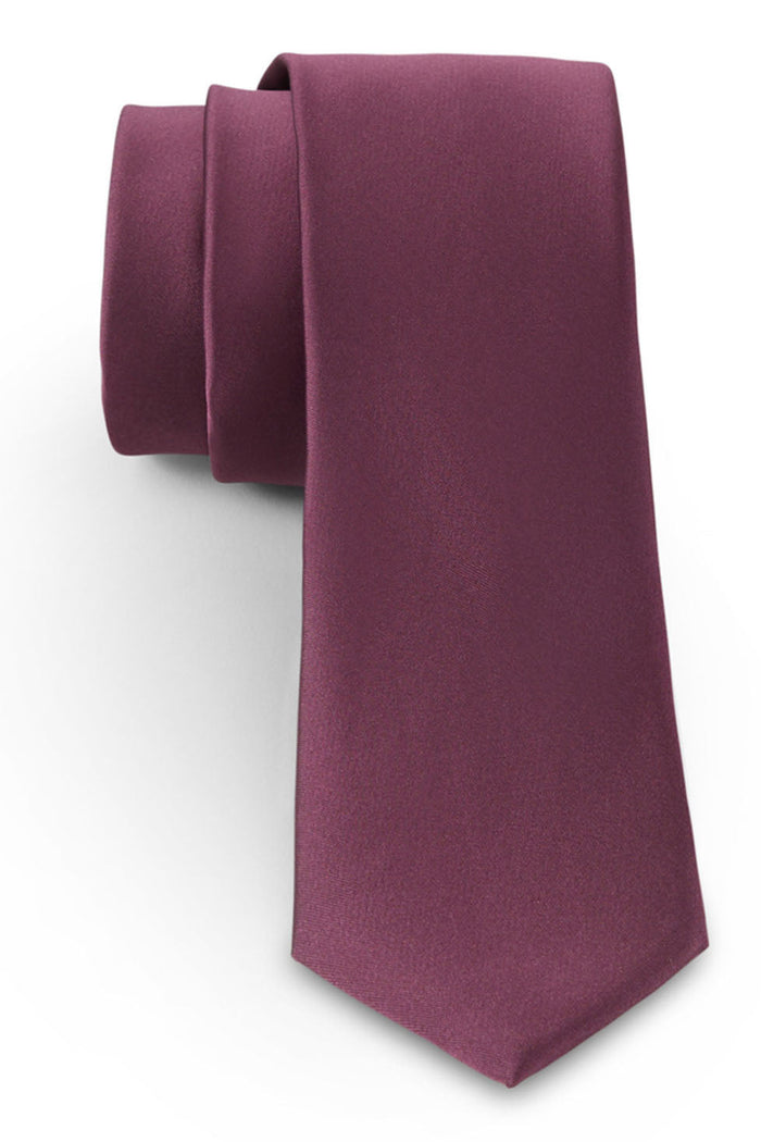 Dusty Plum Solid Satin Silk Necktie by Allure Men