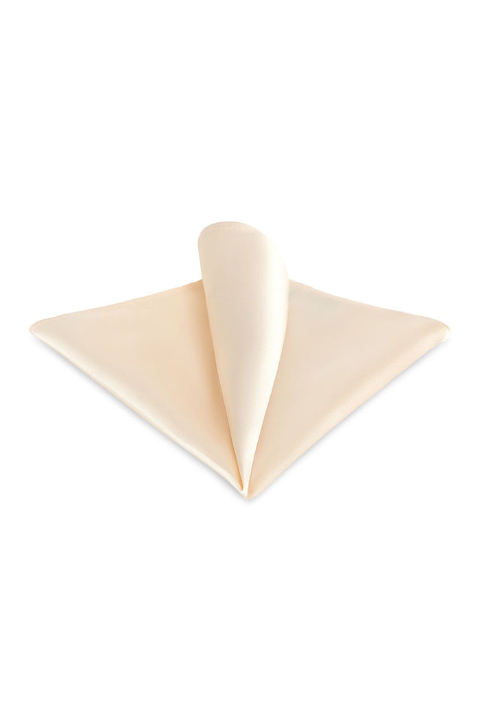 Ivory Solid Satin Silk Pocket Square Allure Men