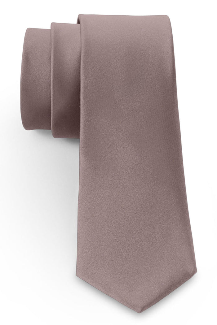 Latte Solid Satin Silk Necktie by Allure Men