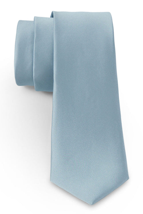 Light Blue Solid Satin Silk Necktie by Allure Men