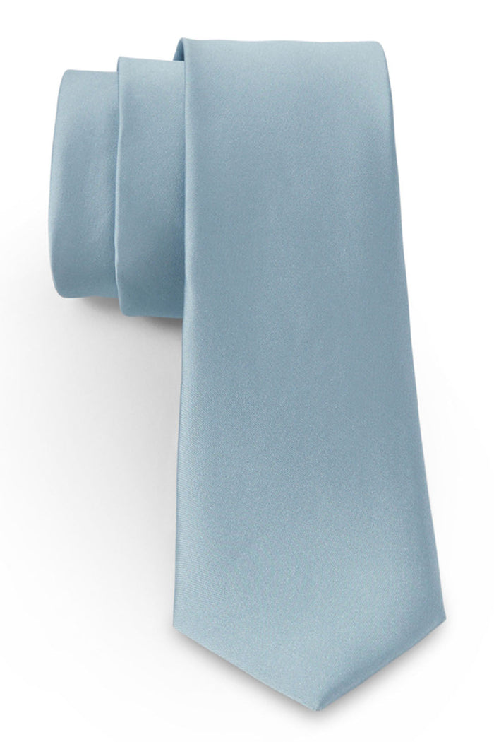 Light Blue Solid Satin Silk Necktie by Allure Men