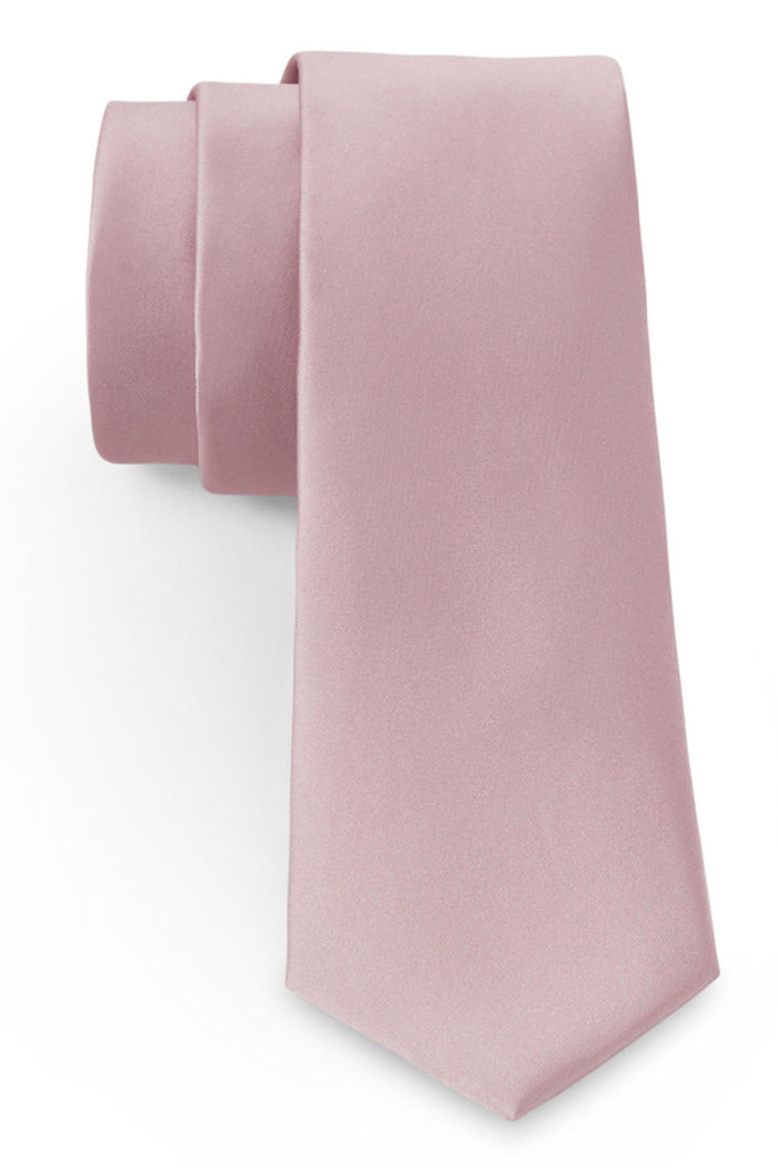 Light Pink Solid Satin Silk Necktie Allure Men