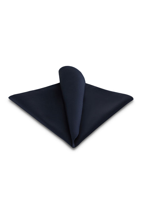 Navy Solid Satin Silk Pocket Square by Allure Men