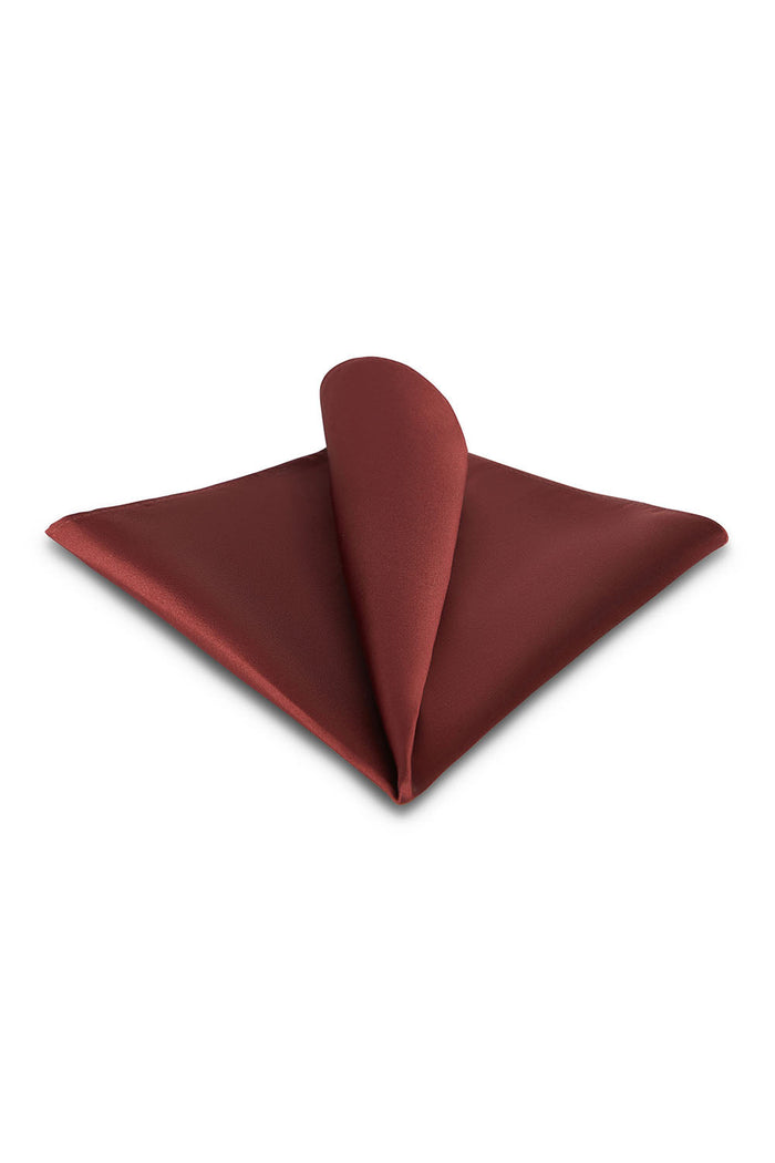 Rust Solid Satin Silk Pocket Square Allure Men