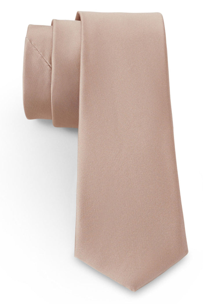 Tan Solid Satin Silk Necktie Allure Men