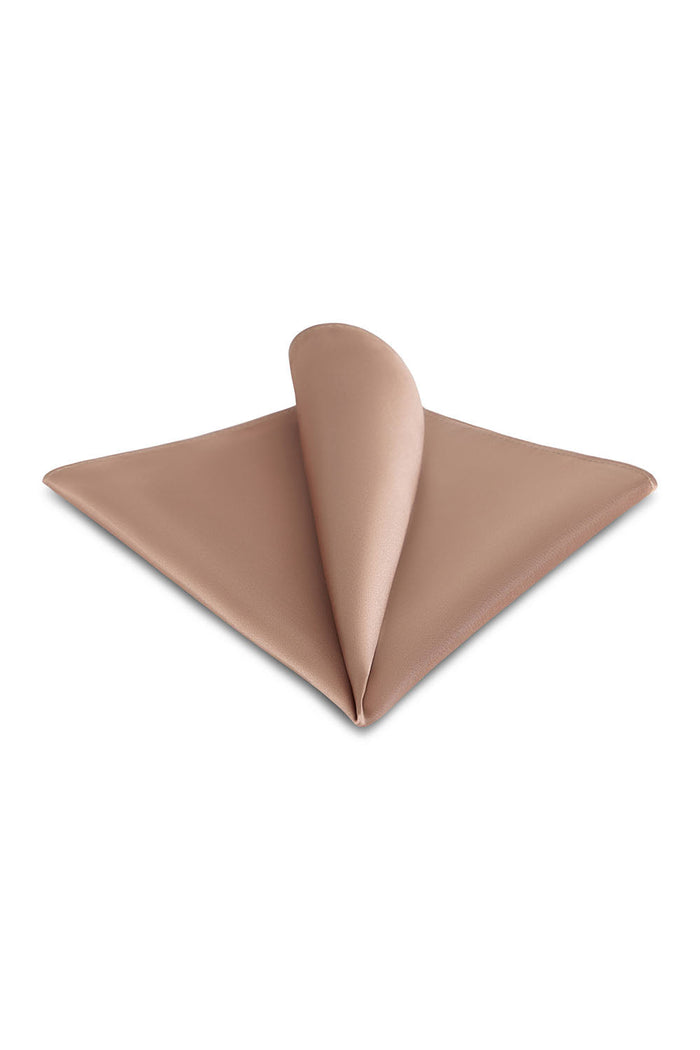 Tan Solid Satin Silk Pocket Square Allure Men
